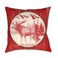Artistic Weavers Lodge Cabin Moose Poly Filled Pillow - Bright Red & Beige - 20 x 20 in. LGCB2021-2020